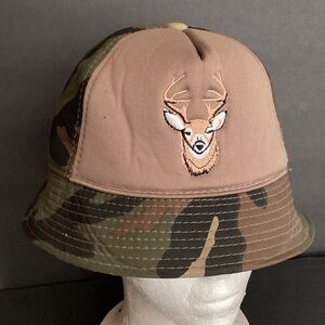 Vintage Duck Bay Elk Deer camo foam bucket Booney hat size small hunting
